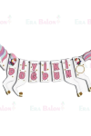  Unicorn Happy Bırthday Banner 3D Pembe