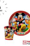 Mickey Mouse Temalı Tabak Bardak 8 li