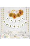 Beyaz Gold Happy Birthday Banner