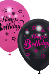 Hazır Baskı Balon Balonevi Happy Bırthday Pink Stars 12inc 100lü 