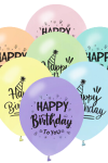 Hazır Baskı Balon Balonevi Makaron Happy Bırthday12inc 100lü 