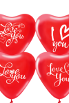 Hazır Baskı Kalp Balon Balonevi I Love You 12inc 100lü 